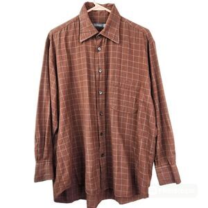 Vintage 90s Canali Checkerboard Pattern Long Sleeve Button Down Shirt L